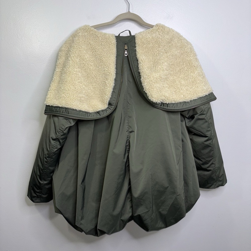 ANTHROPOLOGIE PILCRO OVERSIZED HOODED BUBBLE JACKET KHAKI GREEN WOMEN'S SMALL - Picture 2 of 9
